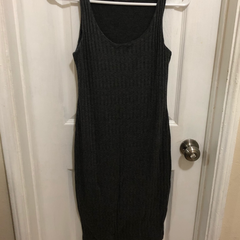 Grey ribbed midi dress size medium